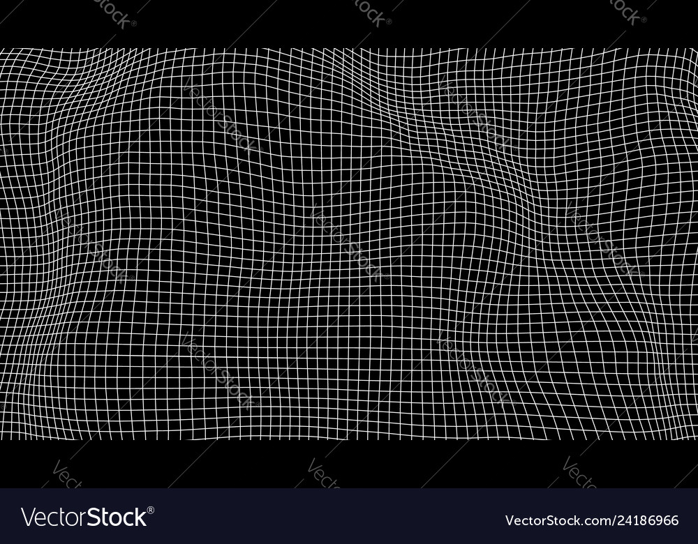 Grid distorted effect dots mesh with waves Vector Image