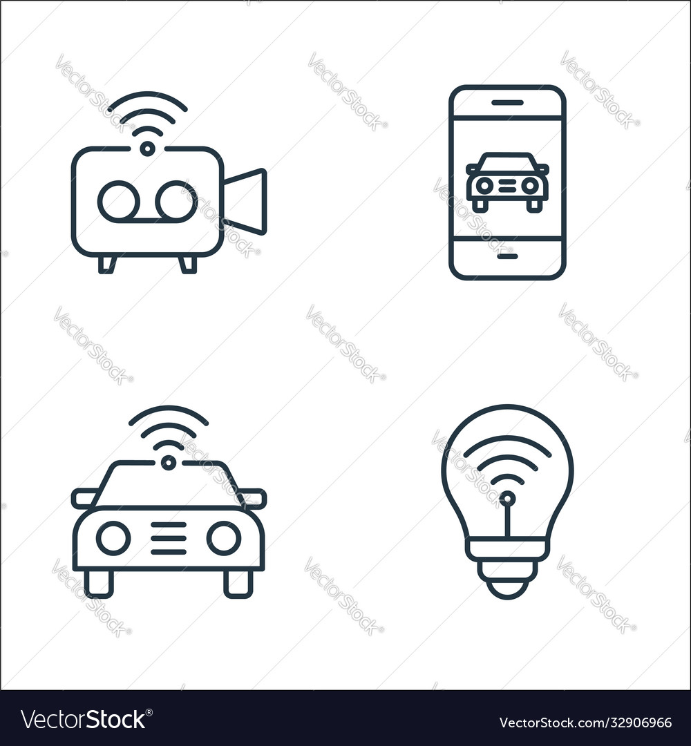Internet things line icons linear set quality