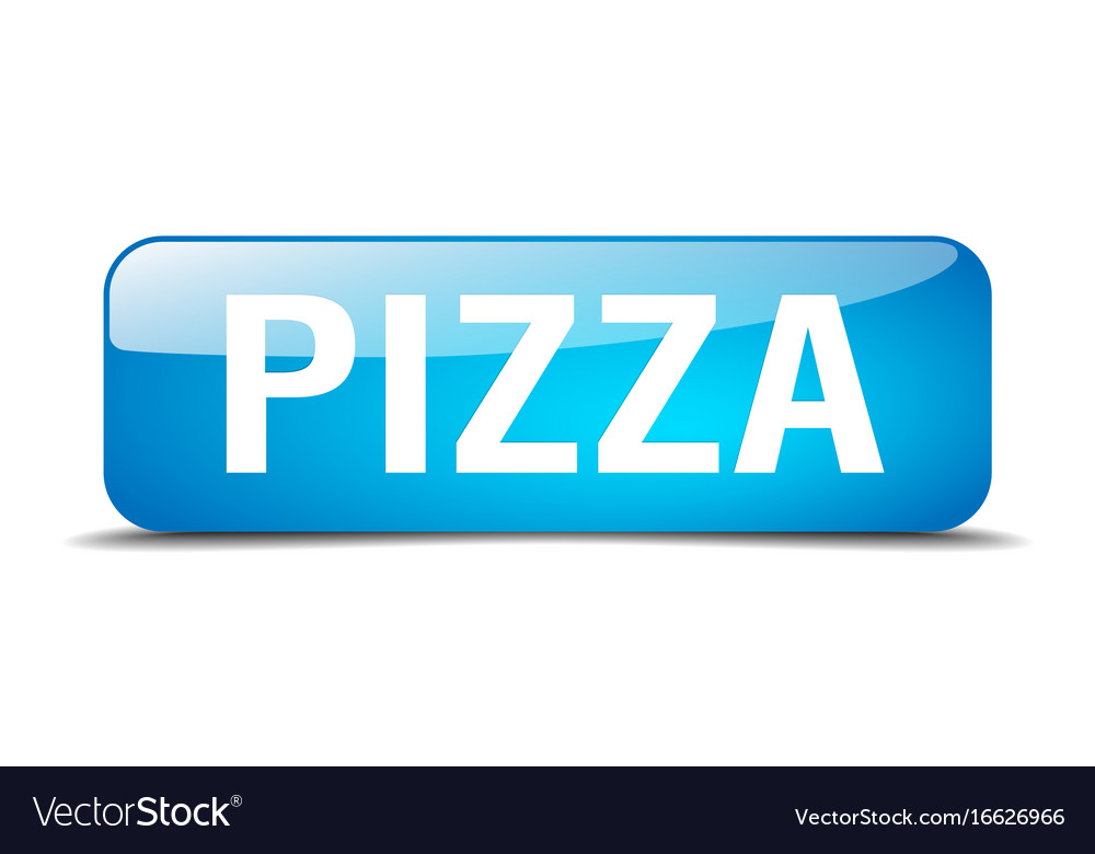 Pizza blue square 3d realistic isolated web button