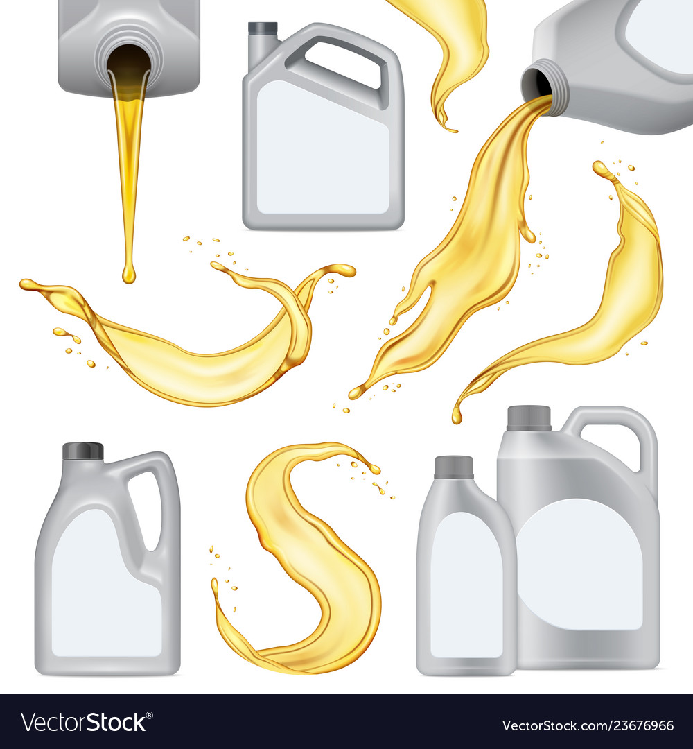 Realistic motor oil icon set Royalty Free Vector Image