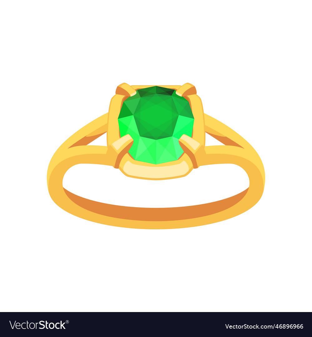 Ring with green gemstone made of gold Royalty Free Vector