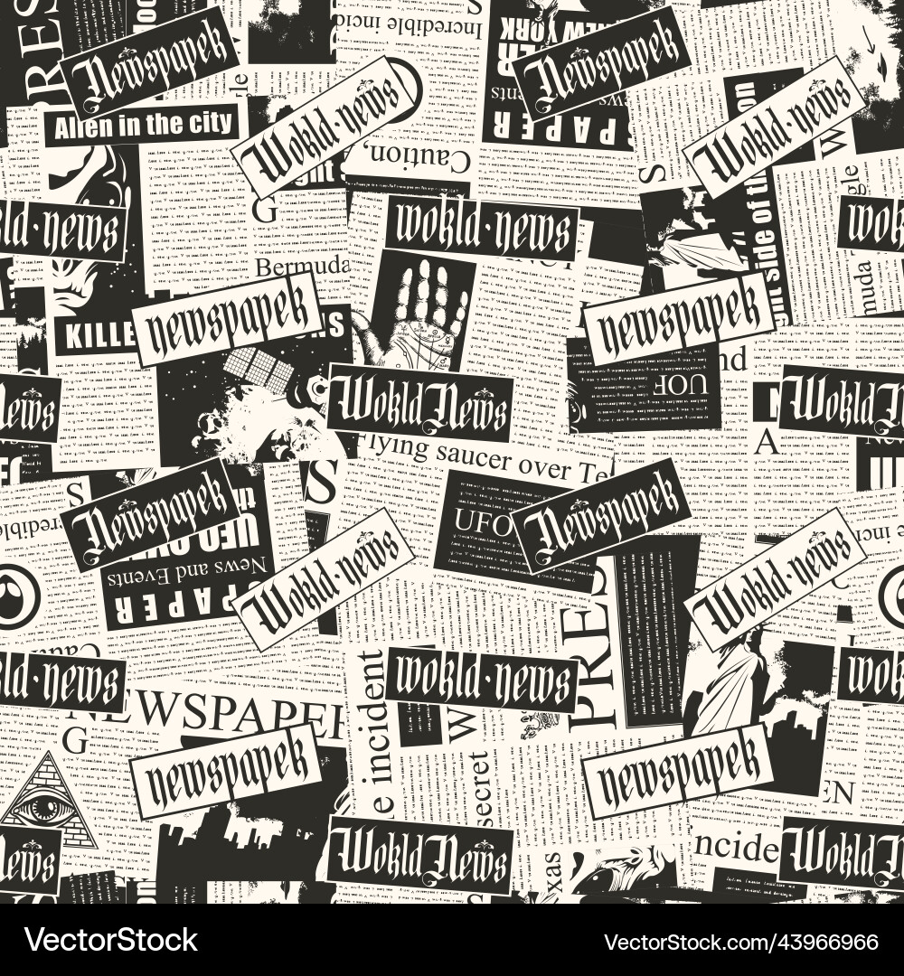 Seamless pattern with a collage of newspaper Vector Image