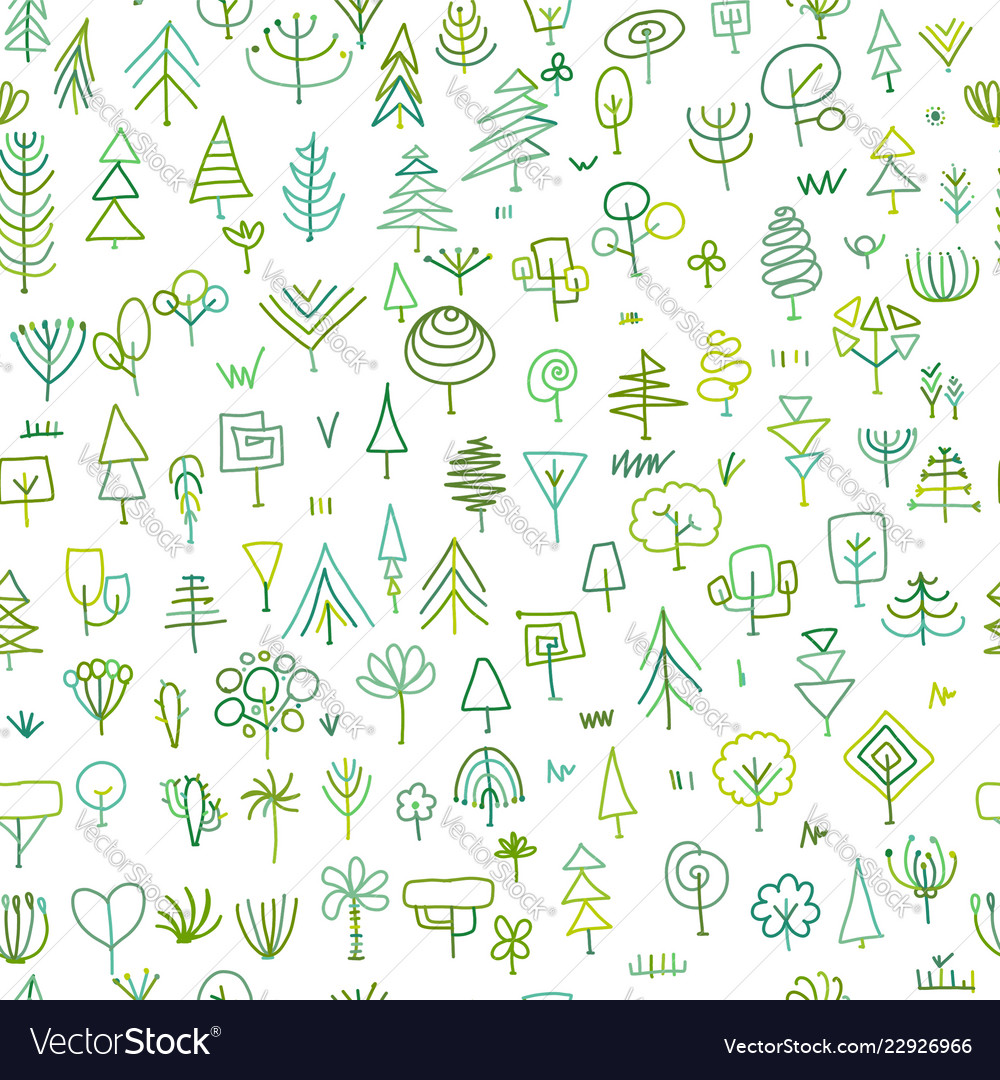 Seamless pattern with trees sketch for your vector image Seamless pattern with trees sketch for your