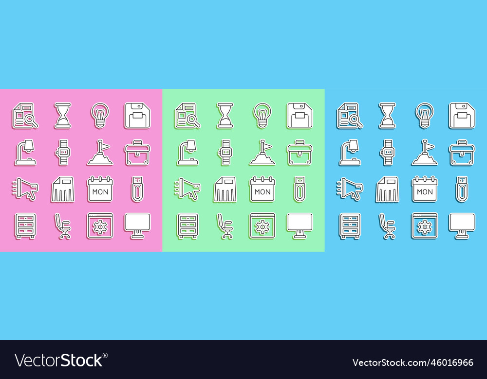 Set line computer monitor usb flash drive vector image Set line computer monitor usb flash drive