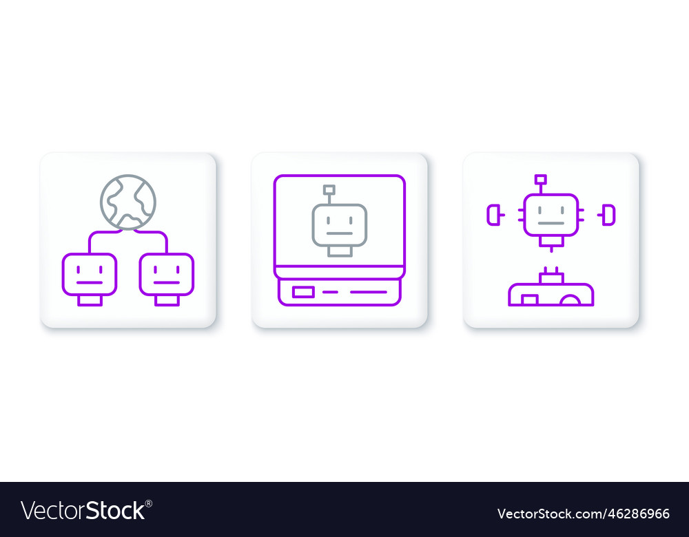 Set line disassembled robot artificial vector image Set line disassembled robot artificial
