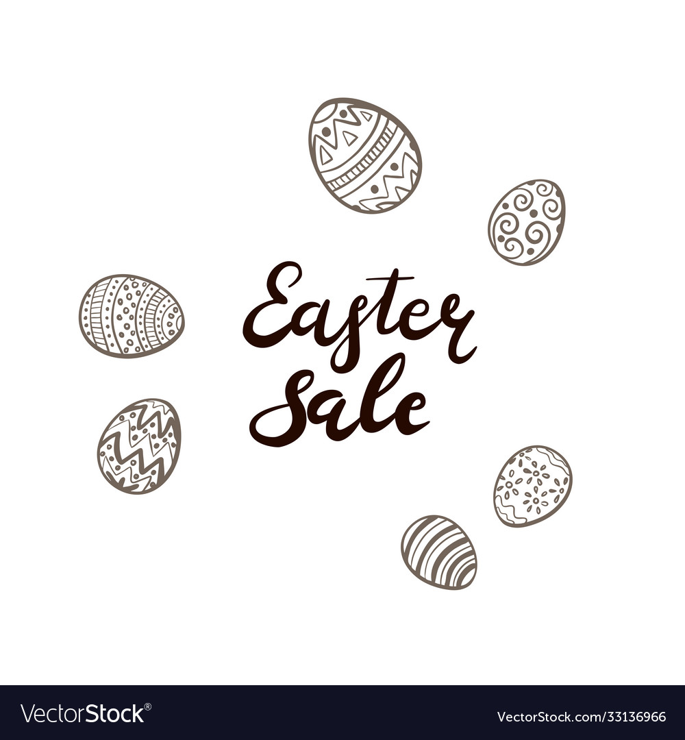 Text easter sale with eggs