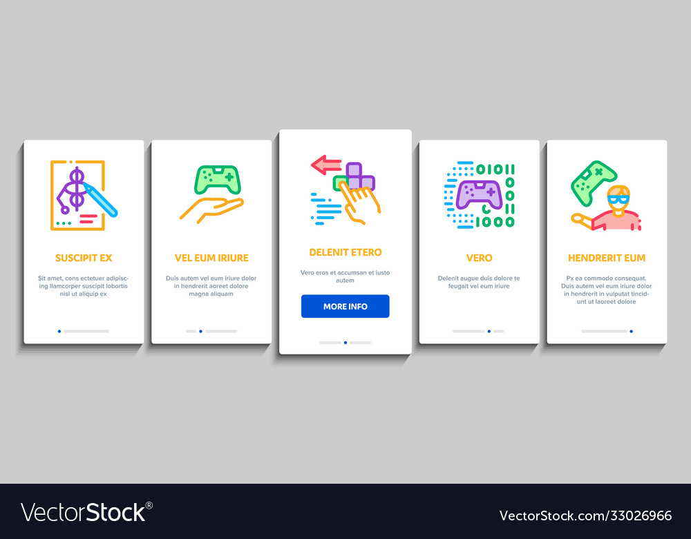 Video game development onboarding elements icons vector image Video game development onboarding elements icons
