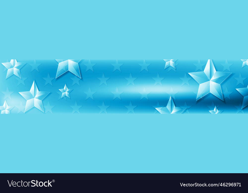 Blue web header design with glossy stars vector image Blue web header design with glossy stars