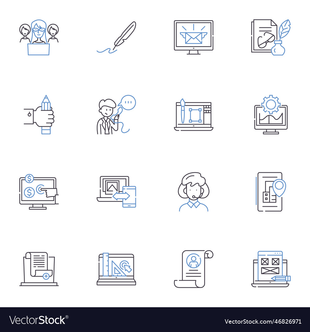 Cybernetic establishment line icons collection