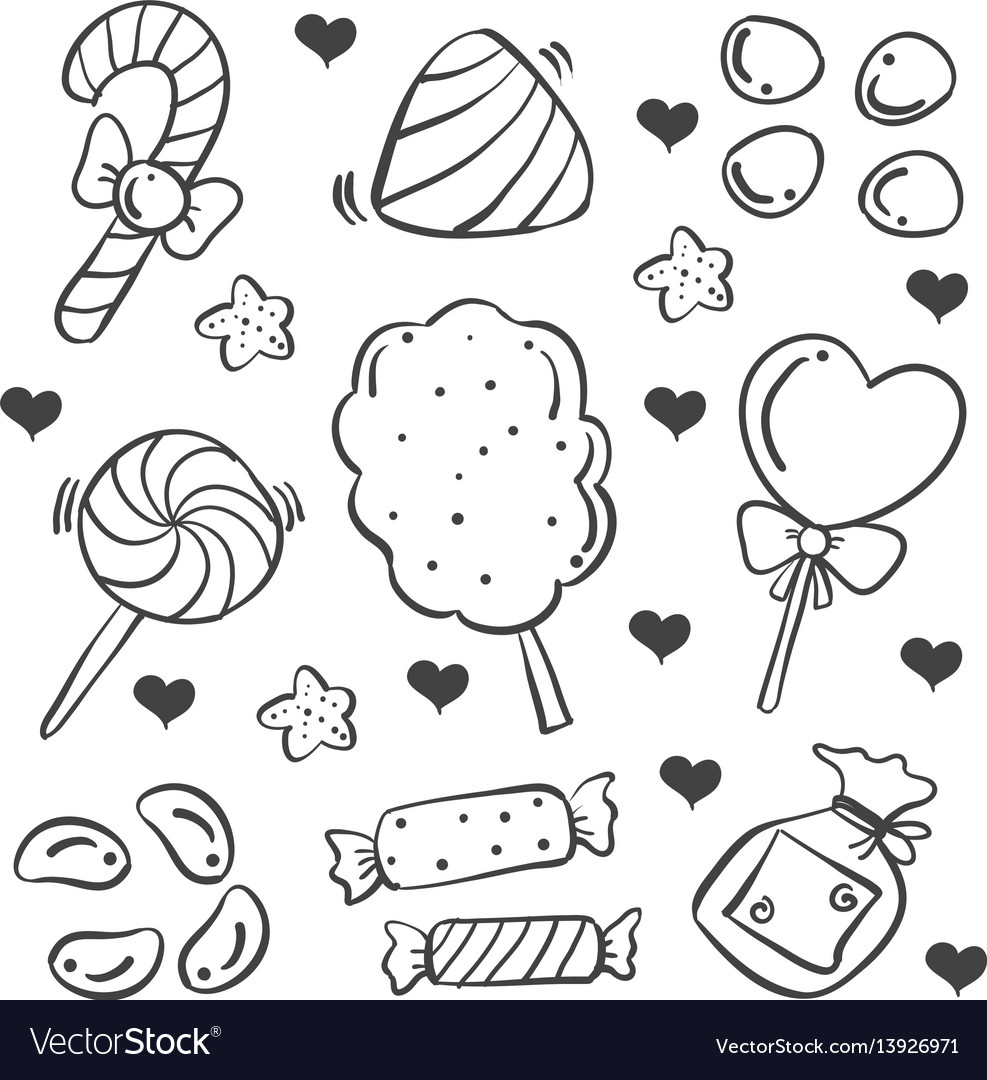 Doodle of candy various art Royalty Free Vector Image