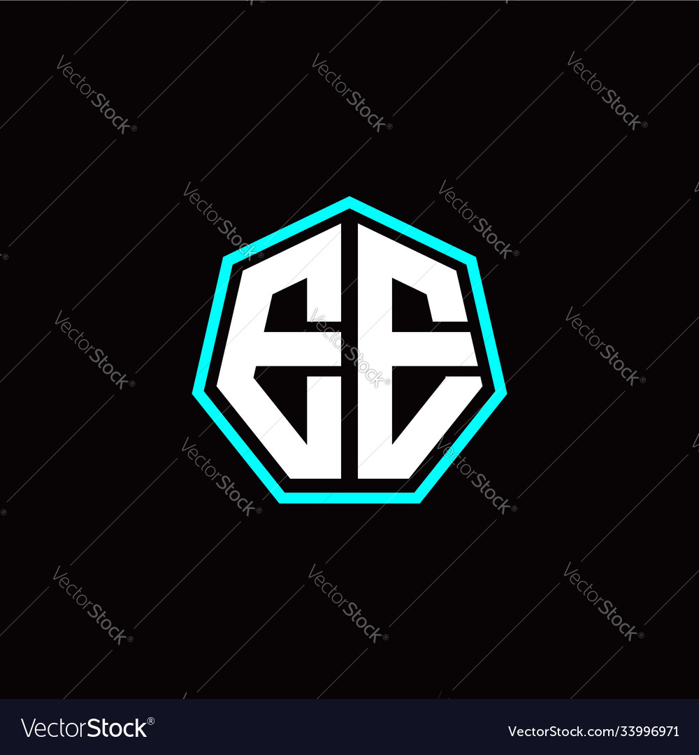 E initials modern polygon logo template