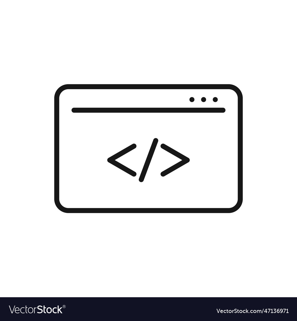 Editable icon of development code web browser vector image Editable icon of development code web browser