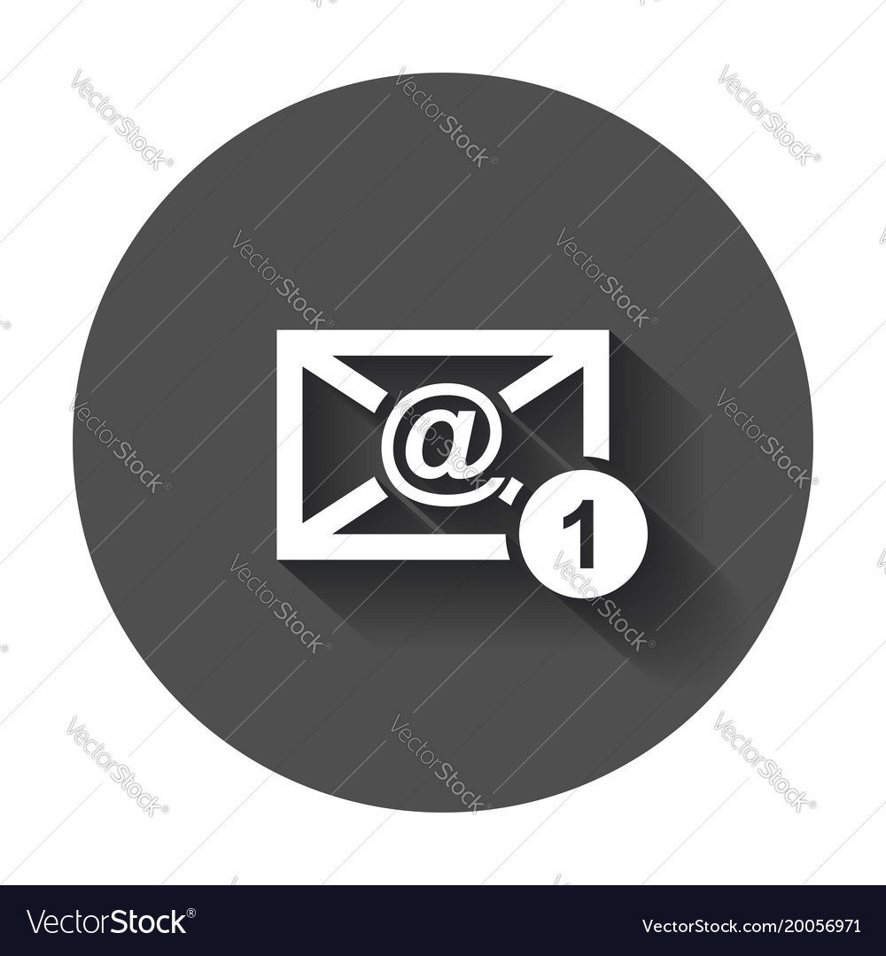 Email envelope message in flat style with long