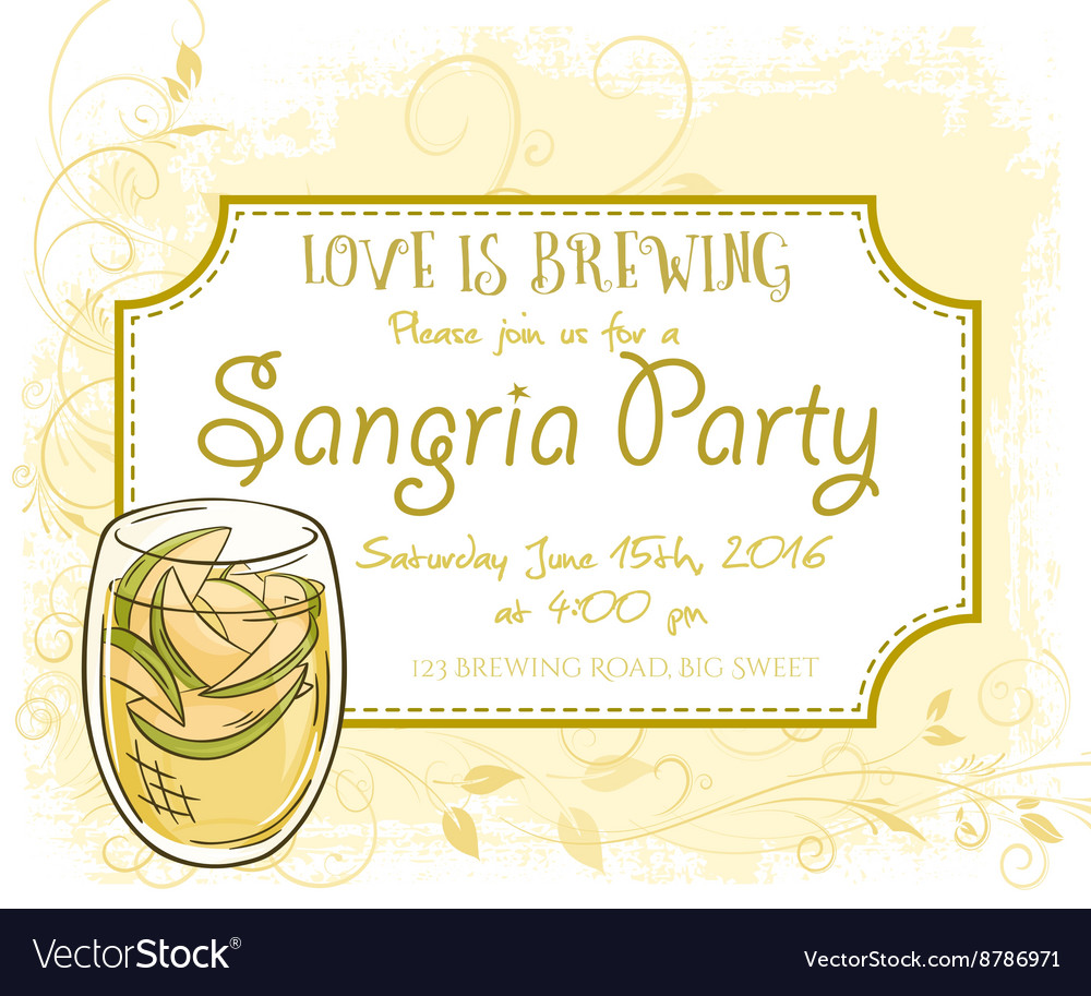 Hand drawn sangria party invitation card vintage