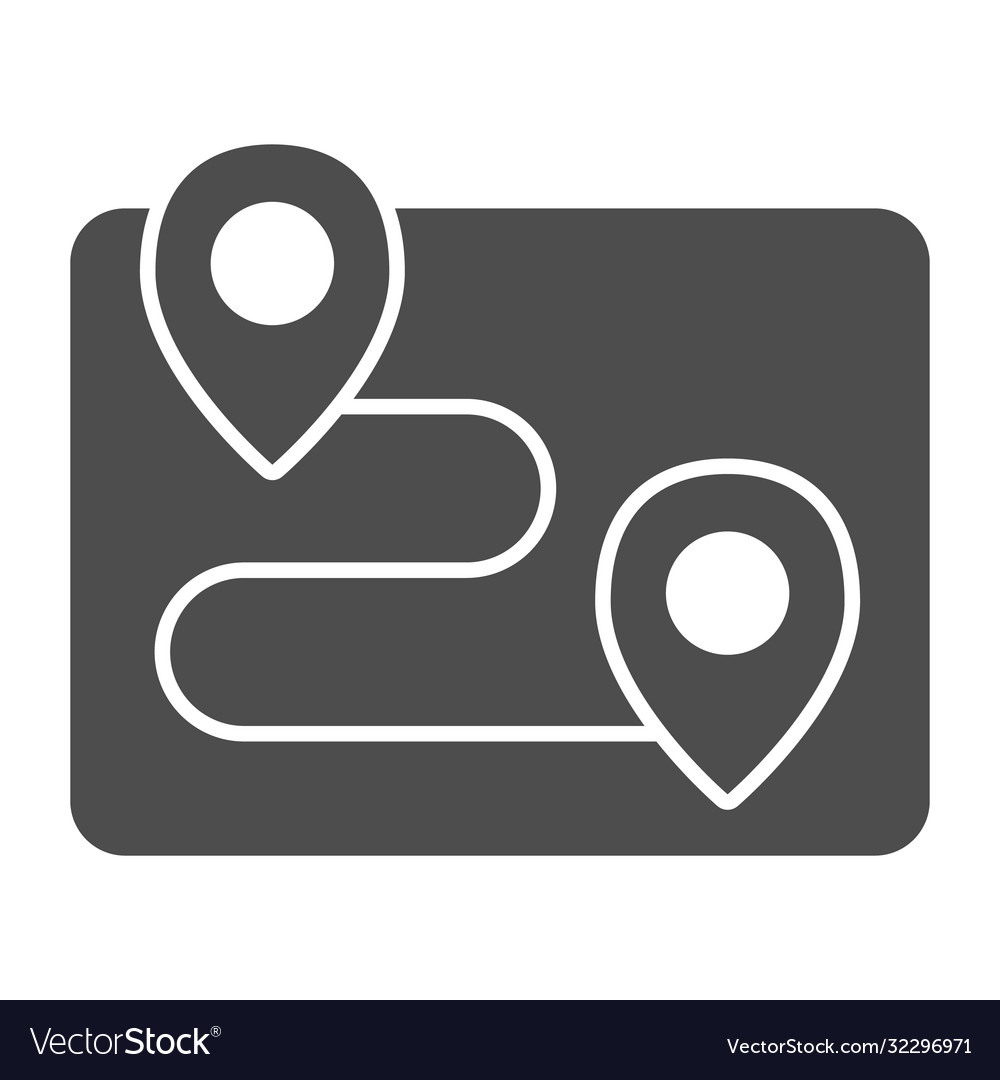 Location markers and route solid icon navigation vector image Location markers and route solid icon navigation