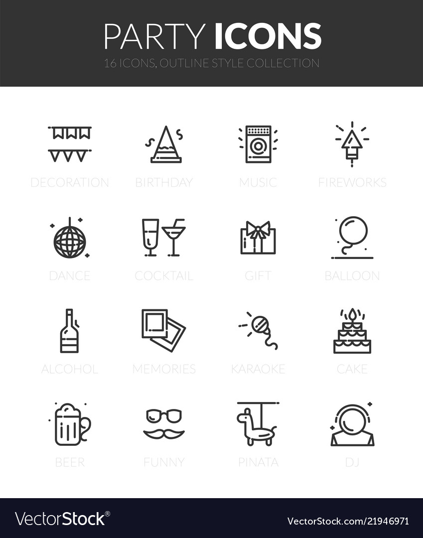 Outline black icons set