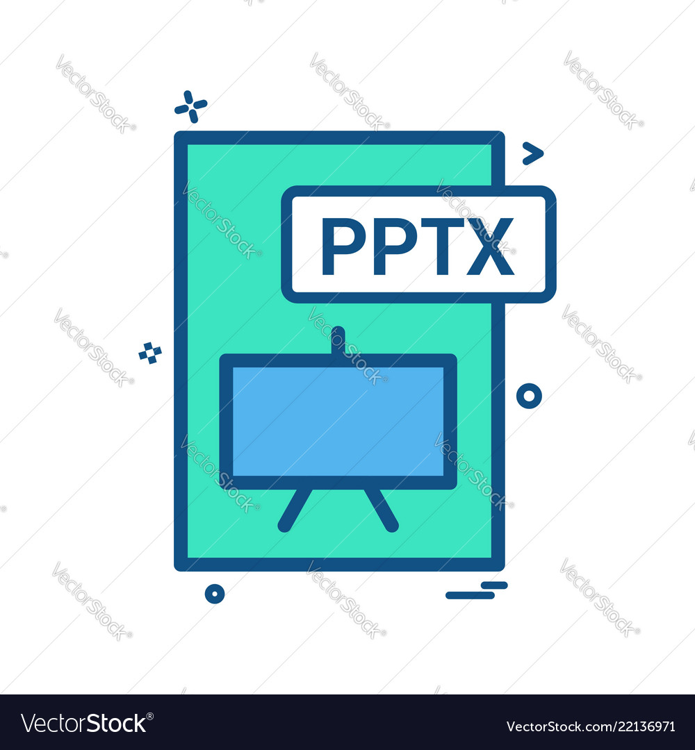 Pptx file format icon design vector image Pptx file format icon design