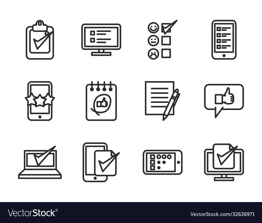 Questionary line style icon set design