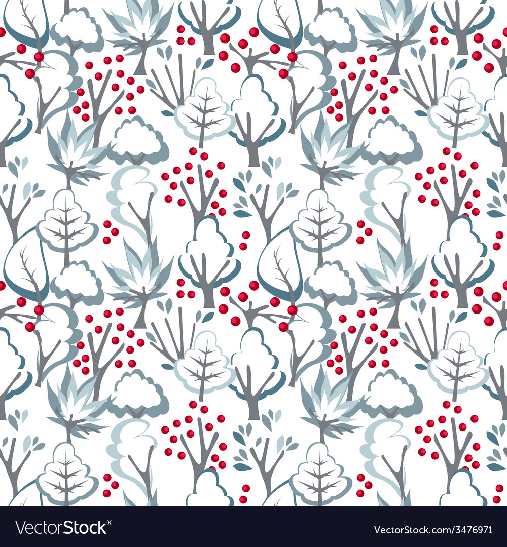 Seamless pattern with winter trees