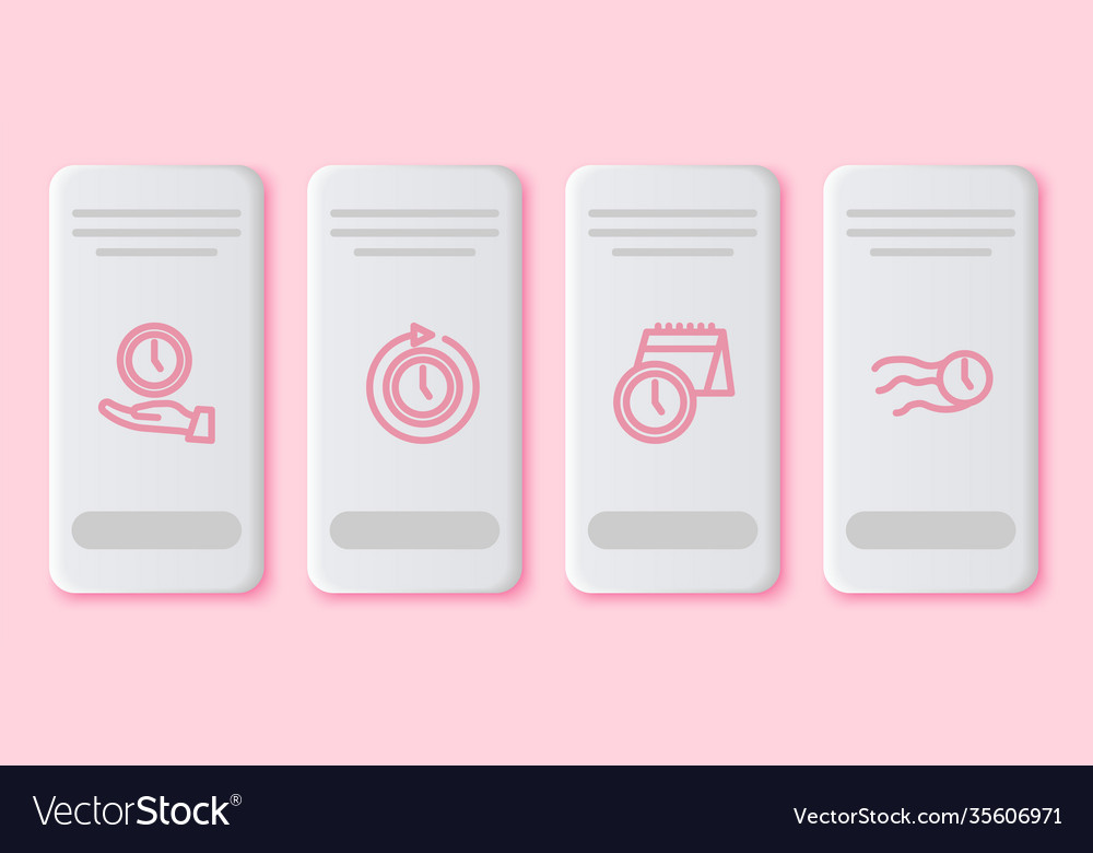 Set line clock with arrow calendar vector image Set line clock with arrow calendar