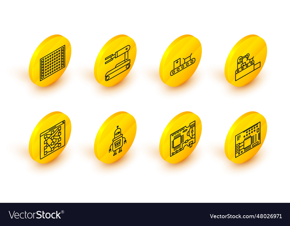 Set line printed circuit board pcb robot global vector image Set line printed circuit board pcb robot global