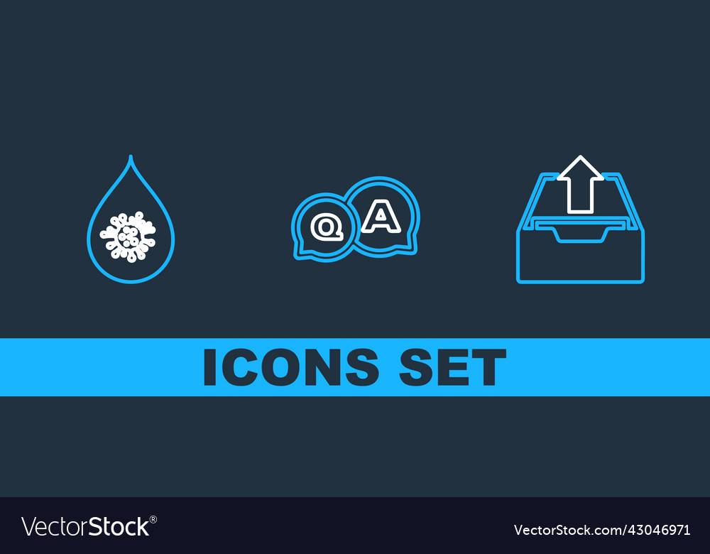 Set line upload inbox dirty water drop vector image Set line upload inbox dirty water drop