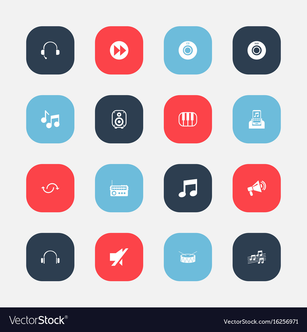 Set of 16 editable multimedia icons includes