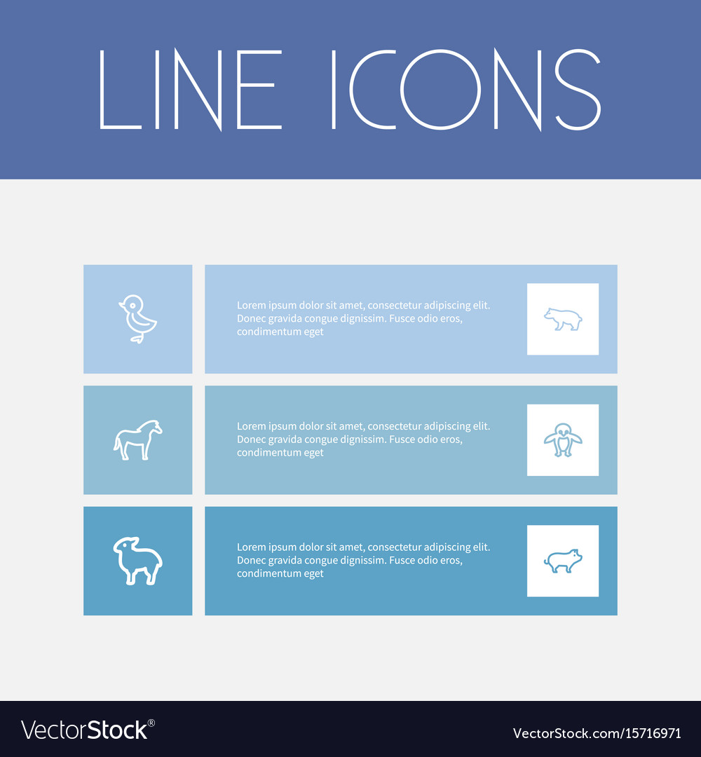 Set of 6 editable zoo icons includes symbols