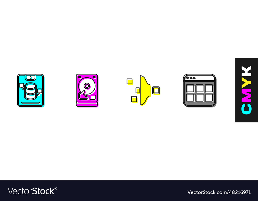 Set server data web hosting hard disk drive hdd vector image Set server data web hosting hard disk drive hdd