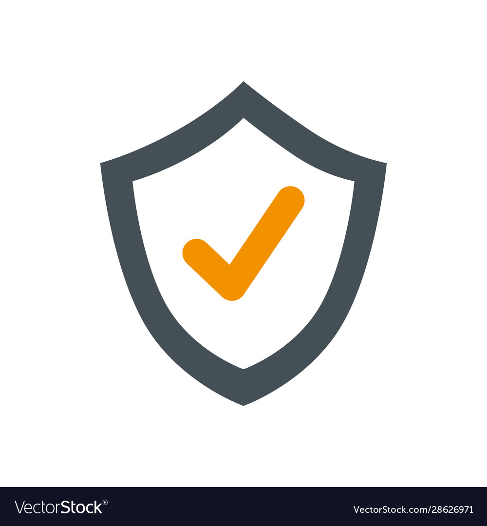 Shield with check symbol isolated icon