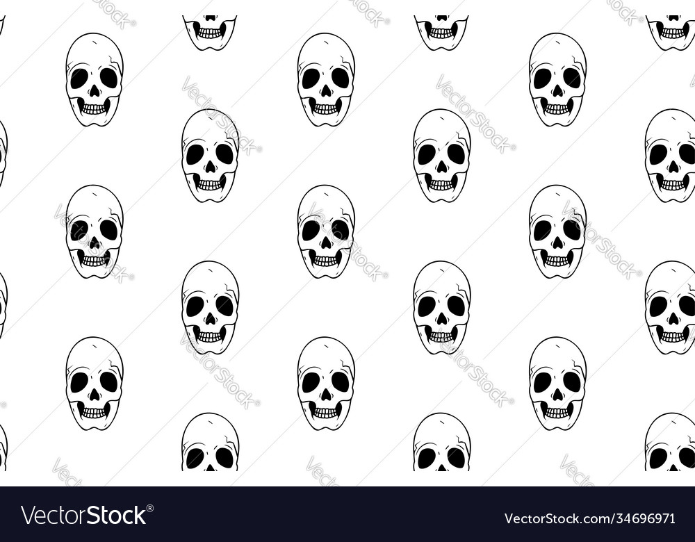 Skulls seamless pattern on white background Vector Image