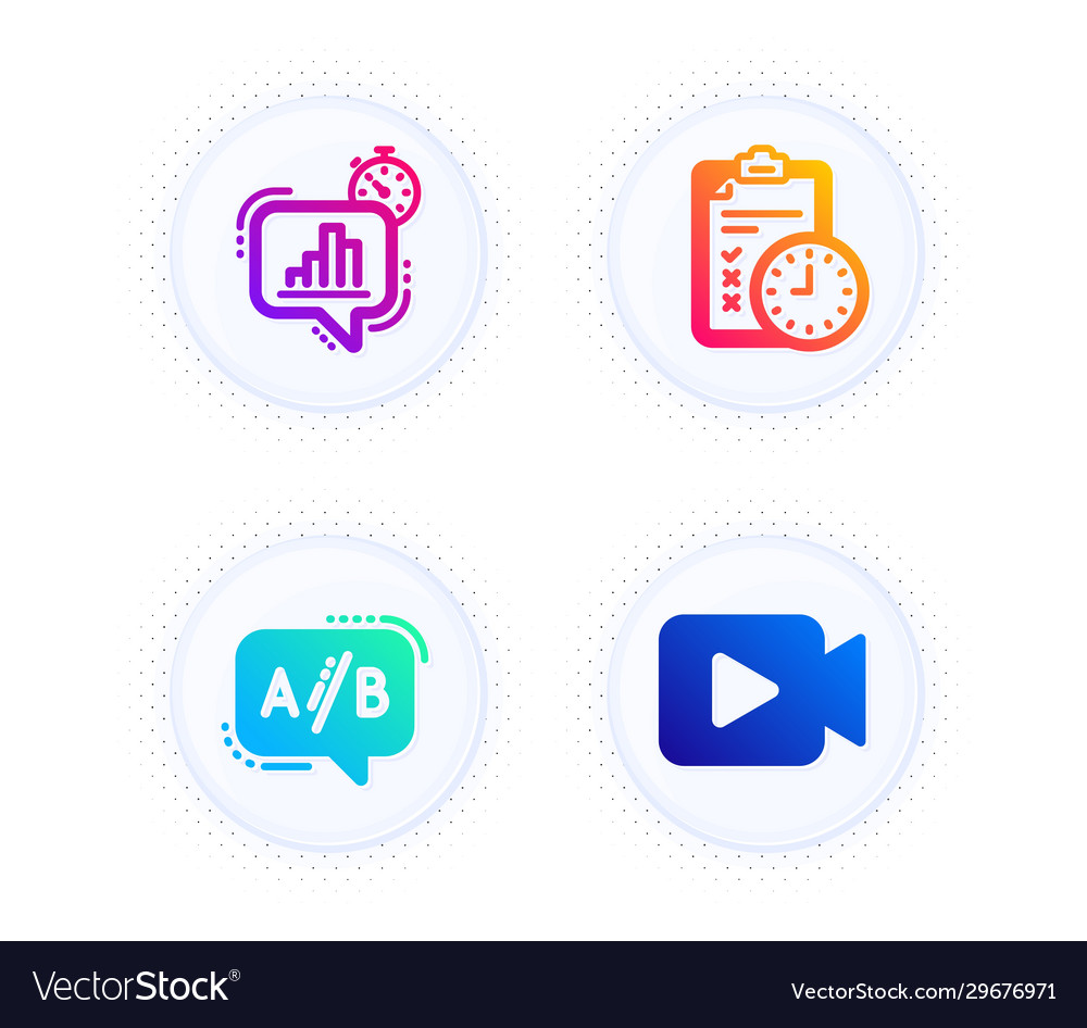 Statistics timer exam time and ab testing icons Vector Image Statistics timer exam time and ab testing icons