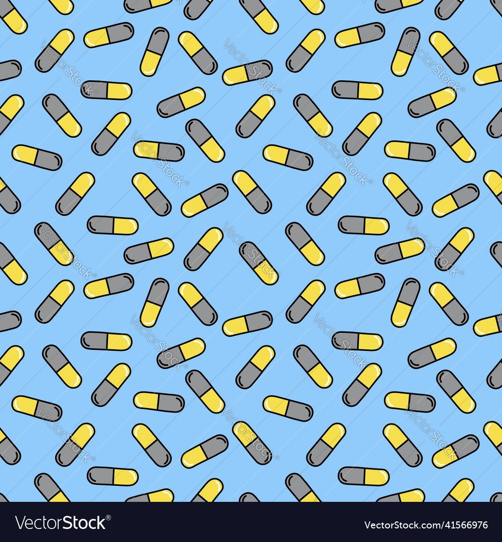 A set of seamless patterns tablets pills