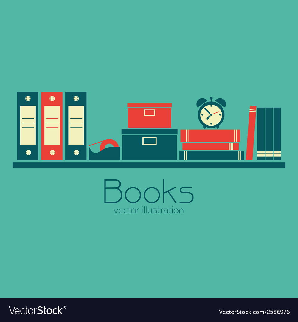 Abstract books shelf on a blue background