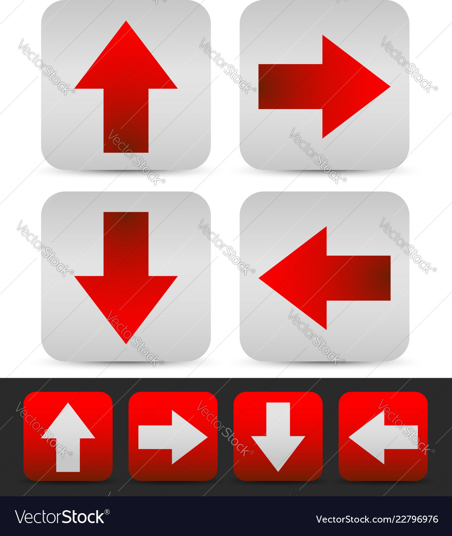 Arrows in different directions colored red