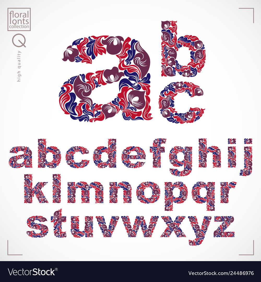 Ecology style flowery font typeset made using vector image Ecology style flowery font typeset made using
