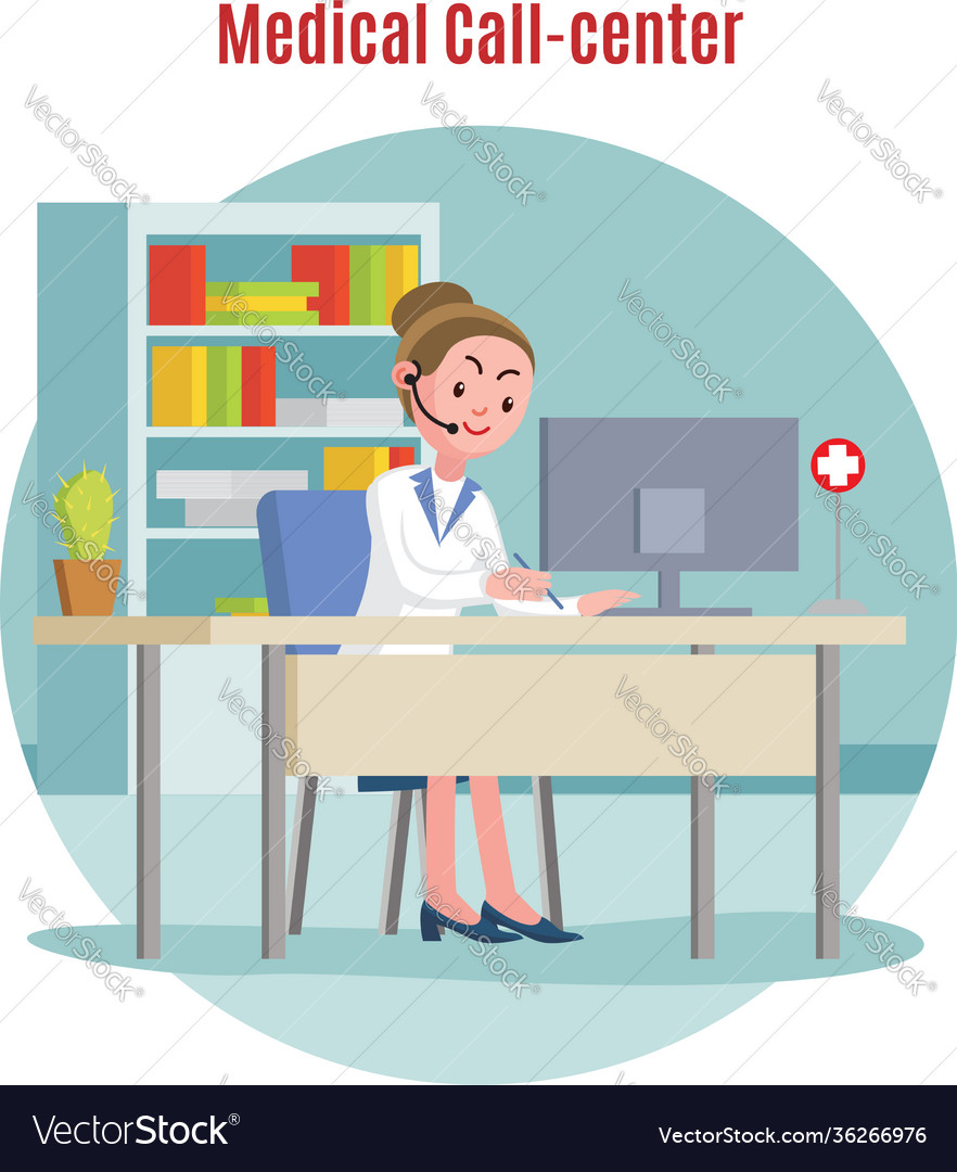 Emergency call center concept Royalty Free Vector Image