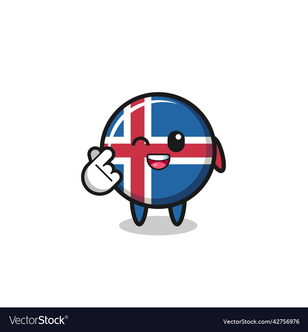 Iceland flag character doing korean finger heart