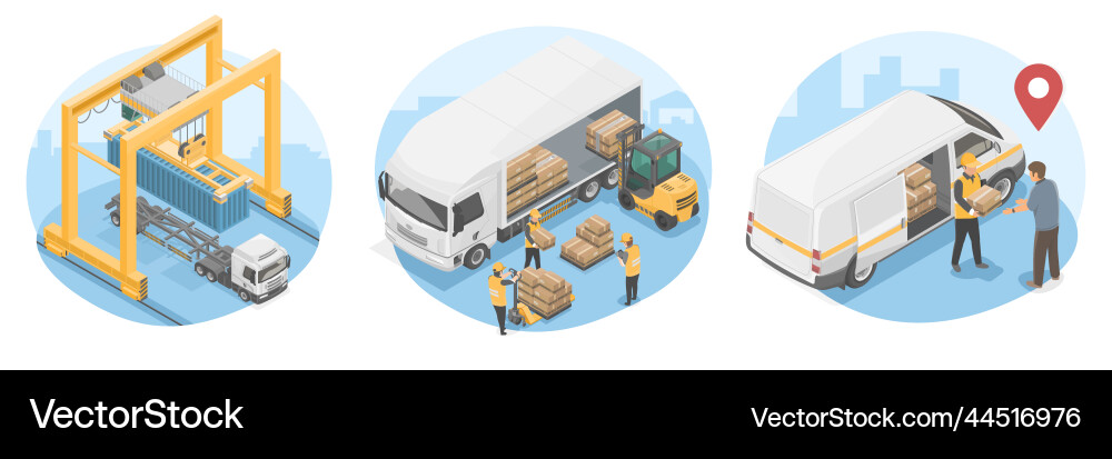 Logistic process management concept isometric Vector Image