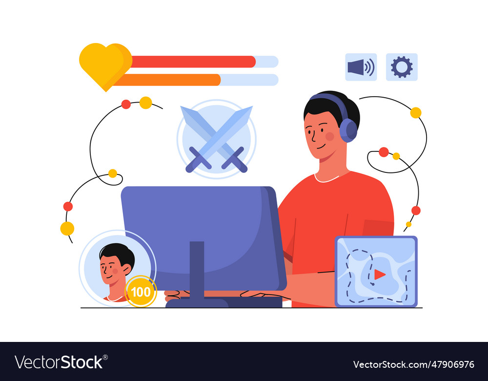 Man with video game concept