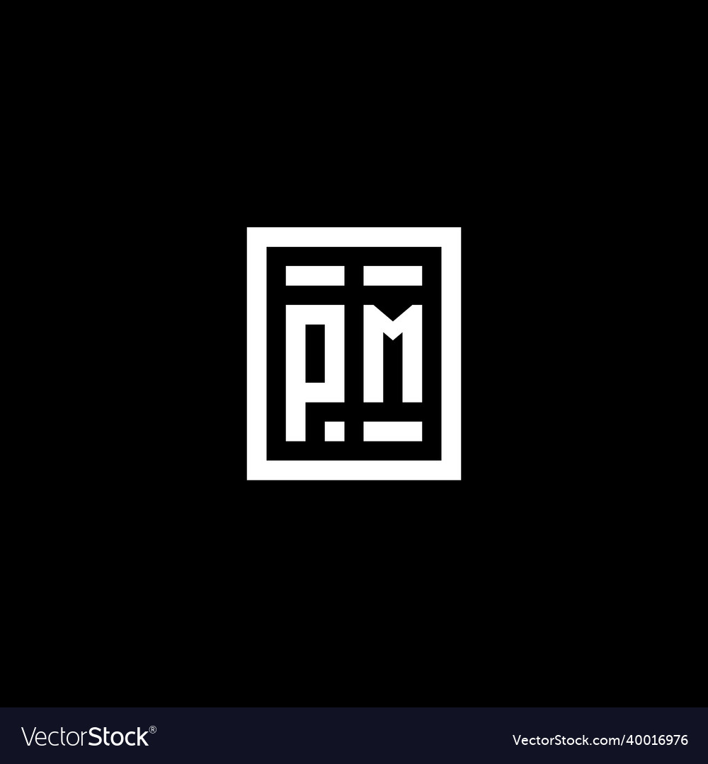 Pm initial logo with square rectangular shape Vector Image Pm initial logo with square rectangular shape