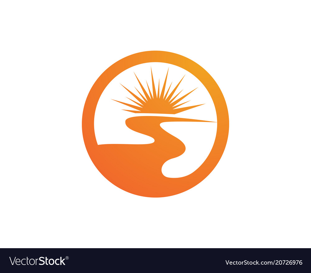 River and sun logo template icon Royalty Free Vector Image