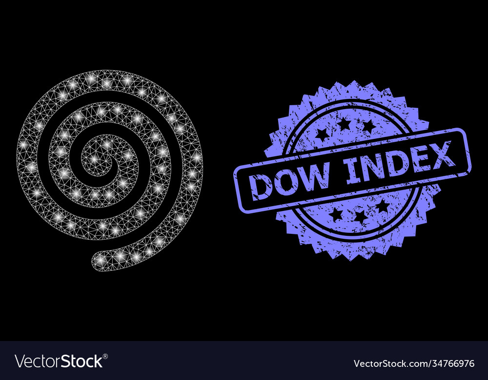 Scratched dow index stamp and flare network vector image Scratched dow index stamp and flare network