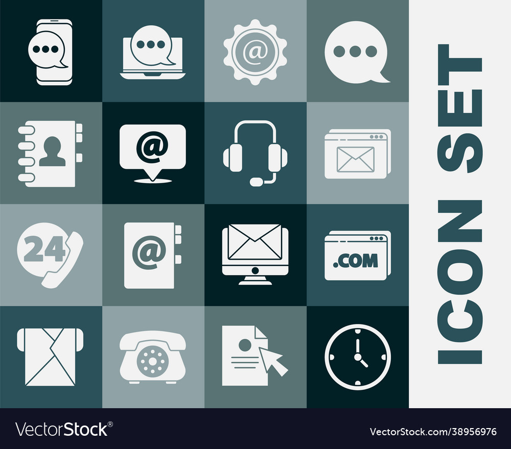 Set clock website template and envelope mail e