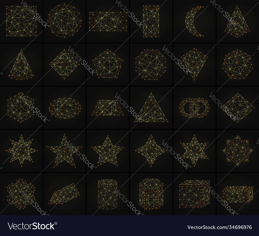 Set geometric shapes made from lines and dots