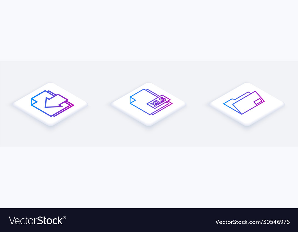 Set isometric line next page arrow xls file vector image Set isometric line next page arrow xls file