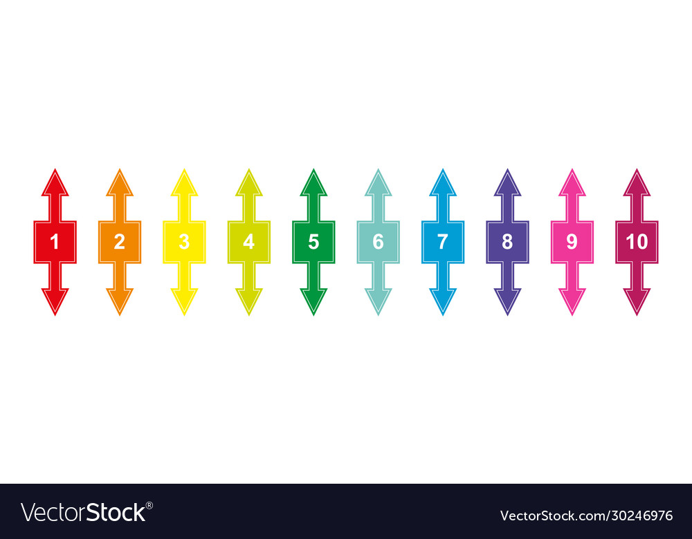 Set numbered squares with up and down arrows