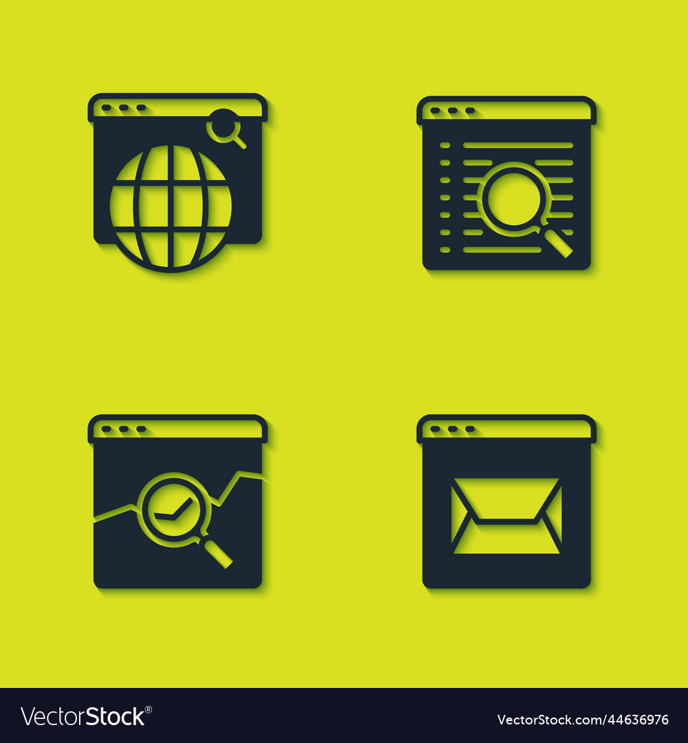 Set search engine website and mail with stocks vector image Set search engine website and mail with stocks