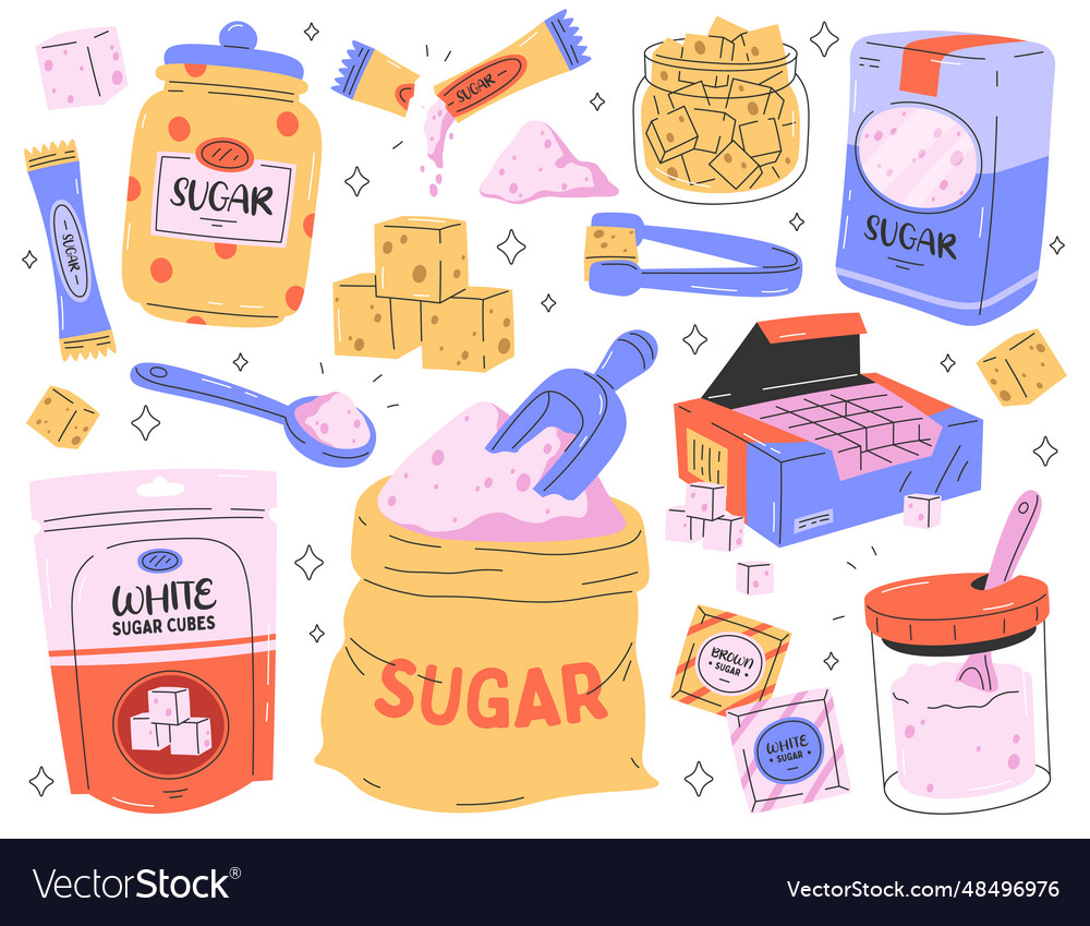 Sugar design element isolated set with cube Vector Image Sugar design element isolated set with cube