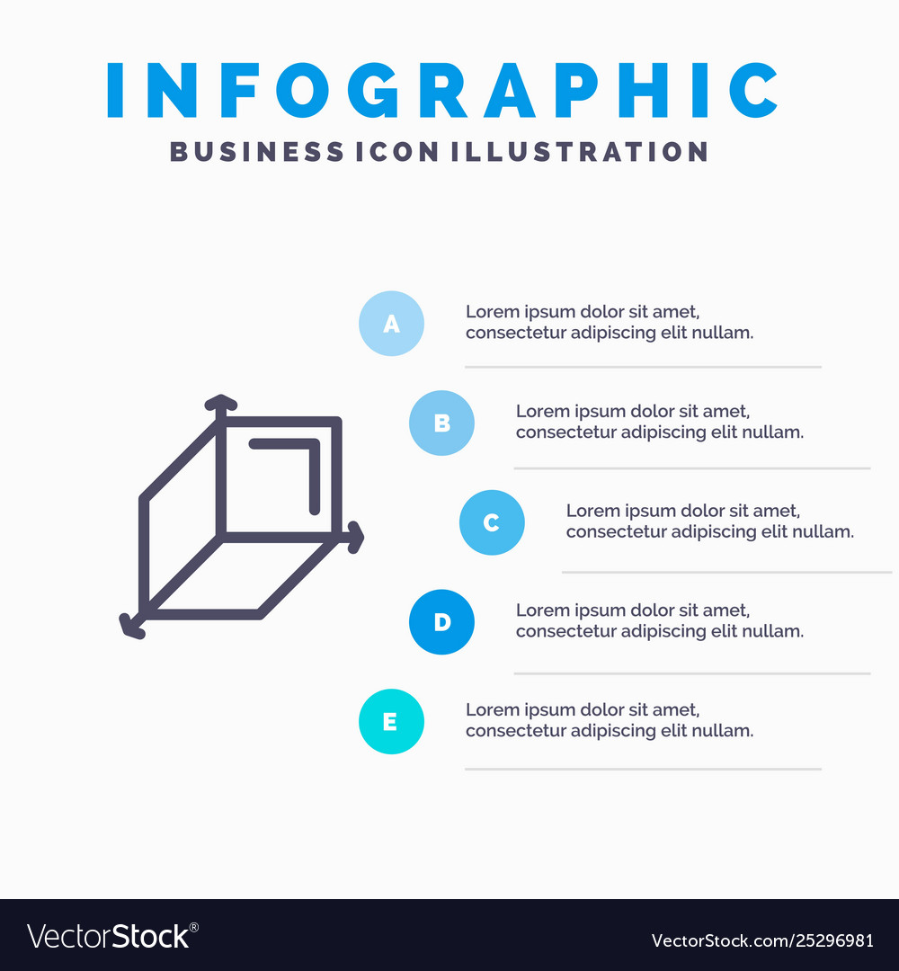 3d box cuboid design line icon with 5 steps vector image 3d box cuboid design line icon with 5 steps